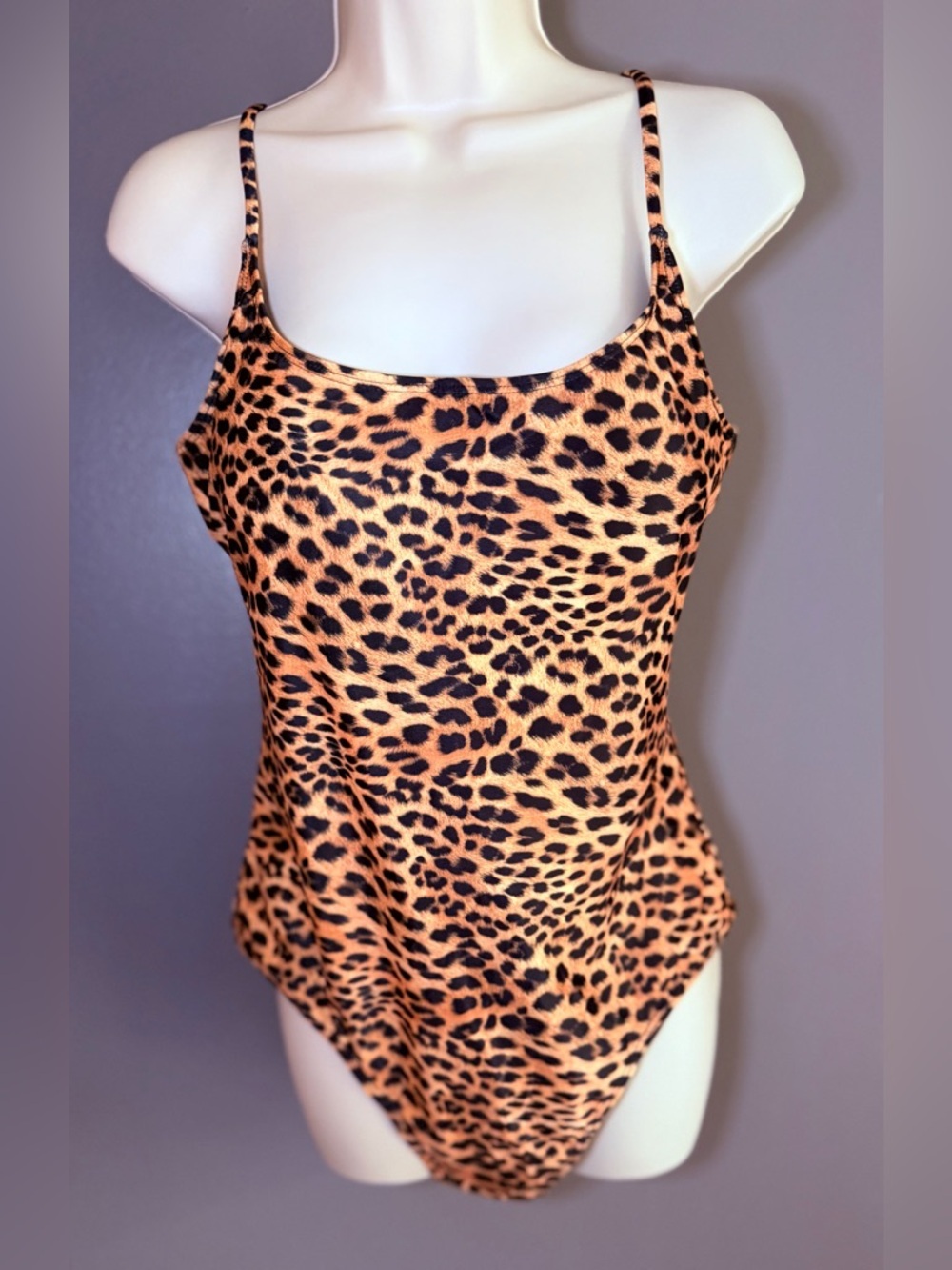 Leopard Print One Piece Swimsuit XL Adjustable Straps High Cut Sexy Chic Pool